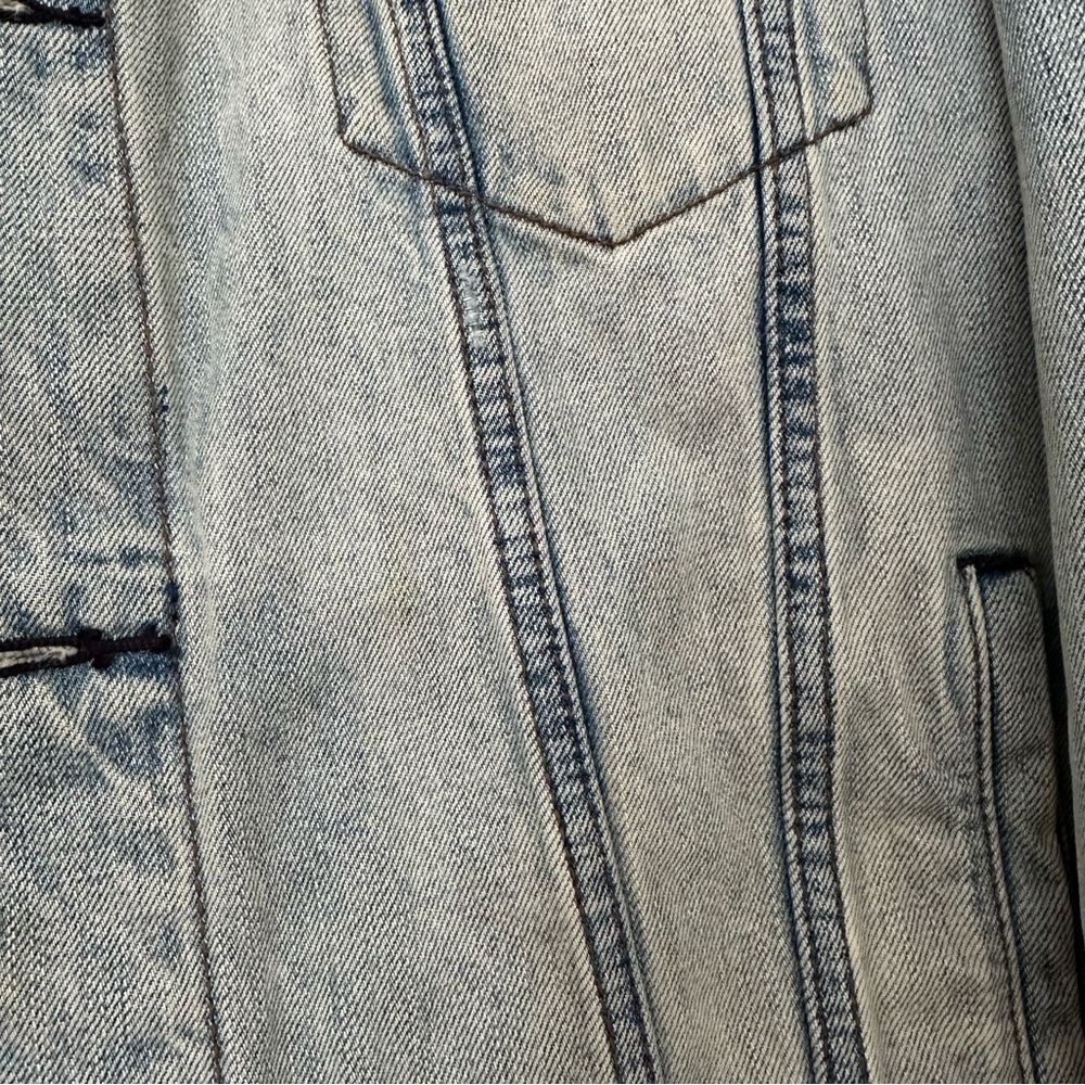 Free People Denim Trucker Jacket Button Front Womens XS Washed Blue - Picture 6 of 14